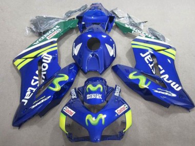 Custom 2004-2005 Honda CBR1000RR Motorcycle Fairings - Blue Green Yellow MoviStar Castrol UK