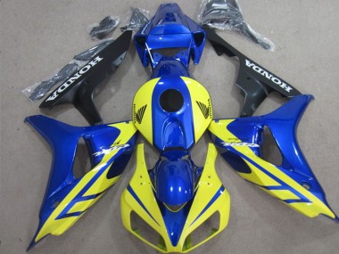 Custom 2006-2007 Honda CBR1000RR Motorcycle Fairings - Blue Yellow Glossy Black UK