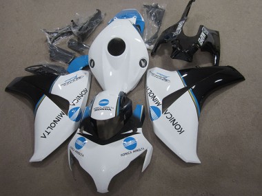 Custom 2008-2011 Honda CBR1000RR Motorcycle Fairing - White Blue Glossy Black Konica Minolta UK