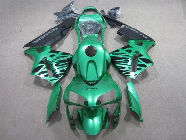 Custom 2003-2004 Honda CBR600RR Motorcycle Fairings - Green Black Flame UK