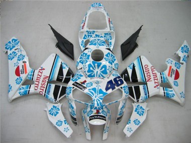 Custom 2005-2006 Honda CBR600RR Motorcycle Fairings - White Blue Red Nastro Azzurro 46 UK