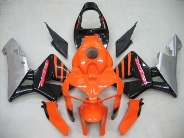 Custom 2005-2006 Honda CBR600RR Motorcycle Fairing - Orange Black Silver UK