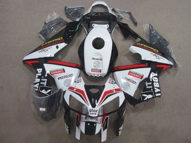 Custom 2005-2006 Honda CBR600RR Motorcycle Fairings - White Red Black Star Lock Playboy UK