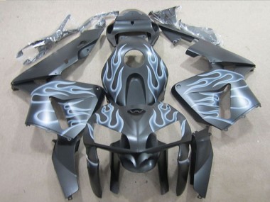 Custom 2005-2006 Honda CBR600RR Motorcycle Fairings - Matte Black Silver Flame UK