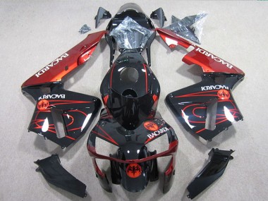 Custom 2005-2006 Honda CBR600RR Motorcycle Fairings - Glossy Black Red BACARDI UK