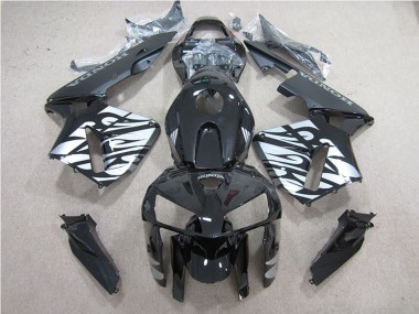Custom 2005-2006 Honda CBR600RR Motorcycle Fairing - Glossy Black Silver Flame UK
