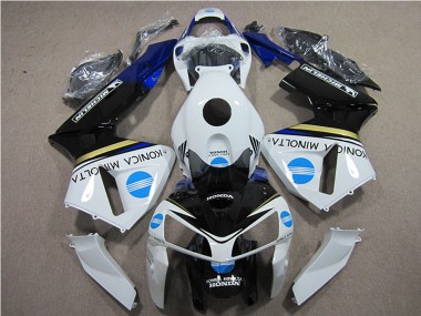 Custom 2005-2006 Honda CBR600RR Motorcycle Fairings - White Blue Yellow Glossy Black Konica Minolta UK