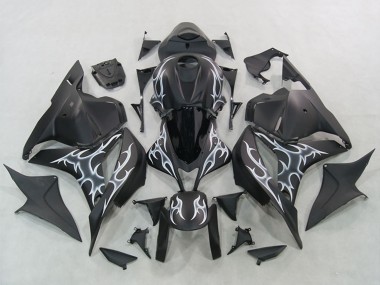 Custom 2007-2008 Honda CBR600RR Motorcycle Fairings - Matte Black Silver Flame UK