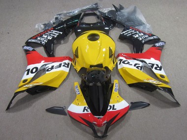Custom 2007-2008 Honda CBR600RR Motorcycle Fairings - Yellow White Red Glossy Black Repsol UK