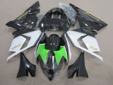 Custom 2004-2005 Kawasaki ZX10R Motorcycle Fairings - Black White Gold Ninja UK