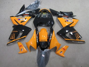Custom 2004-2005 Kawasaki ZX10R Motorcycle Fairings - Orange Glossy Black 3M Monster UK