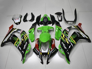 Custom 2016-2020 Kawasaki ZX10R Motorcycle Fairings - Green Yellow Red White Black Monster UK