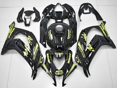 Custom 2016-2020 Kawasaki ZX10R Motorcycle Fairings - Glossy Black Yellow Motul Racing Team Motocard UK