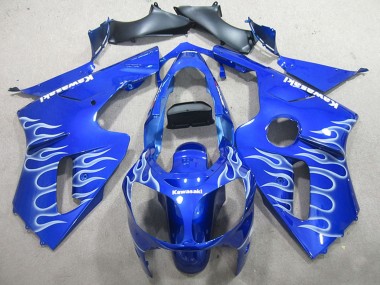 Custom 2000-2001 Kawasaki ZX12R Motorcycle Fairings - Blue White Flame UK