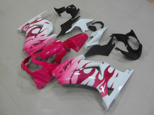 2008-2012 Kawasaki ZX250R Motorcycle Fairings - White Pink Flame UK