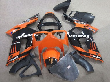 Custom 2003-2004 Kawasaki ZX6R Motorcycle Fairings - Orange Black Monster UK