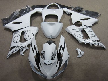 Custom 2005-2006 Kawasaki ZX6R Motorcycle Fairing Kits - White Black UK