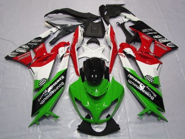 Custom 2009-2012 Kawasaki ZX6R Motorcycle Fairings - White Red Green Glossy Black UK