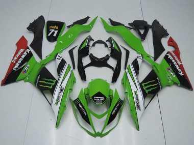Custom 2013-2018 Kawasaki ZX6R Motorcycle Fairings - Green White Black Red Monster UK