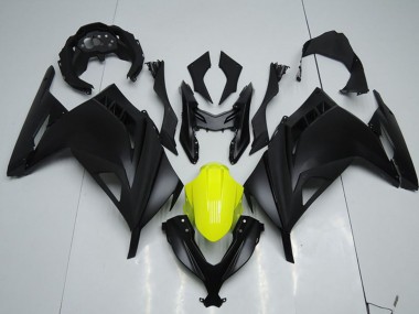Custom 2013-2018 Kawasaki ZX300R Motorcycle Fairings - Matte Black Yellow UK