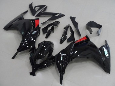Custom 2013-2018 Kawasaki ZX300R Motorcycle Fairings - Glossy Black Red UK