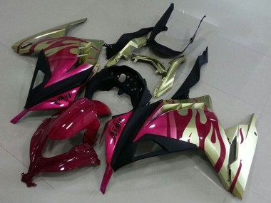 Custom 2013-2018 Kawasaki ZX300R Motorcycle Fairings - Gold Pink Red Black UK