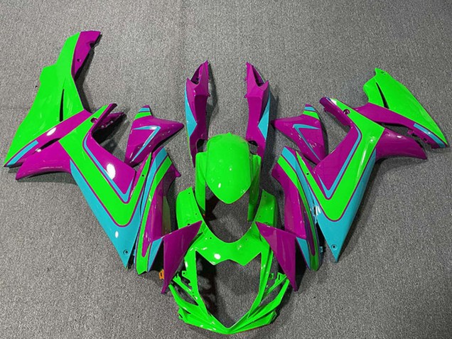 2011-2024 Suzuki GSXR 600 / GSXR 750 Motorcycle Fairings - Green Magenta Light Blue UK