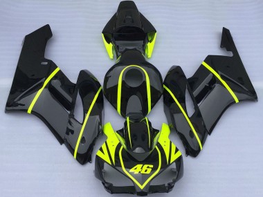 Custom 2004-2005 Honda CBR1000RR Motorcycle Fairings - Glossy Black High Viz Yellow 46 UK