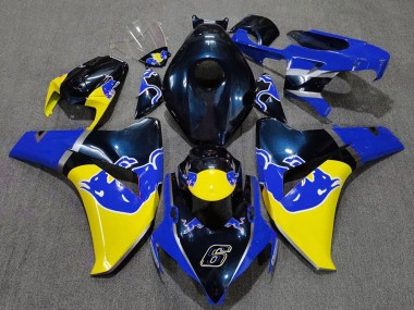 Custom 2008-2011 Honda CBR1000RR Motorcycle Fairing - Dark Blue Yellow Red Bull UK
