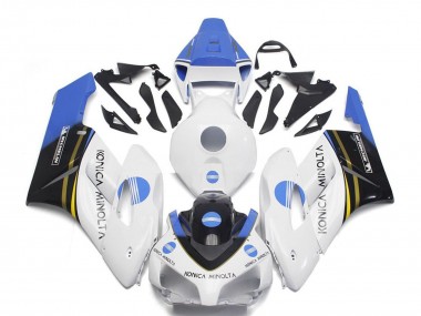 Custom 2004-2005 Honda CBR1000RR Motorcycle Fairings - White Light Blue Glossy Black Konica Minolta UK