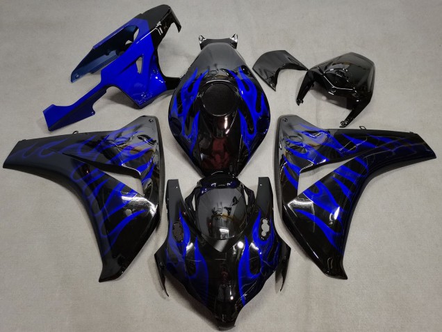2008-2011 Honda CBR1000RR Motorcycle Fairings - Glossy Black Blue Flame UK