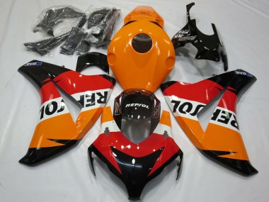 Custom 2008-2011 Honda CBR1000RR Motorcycle Fairings Kit - Orange White Red Glossy Black Repsol UK