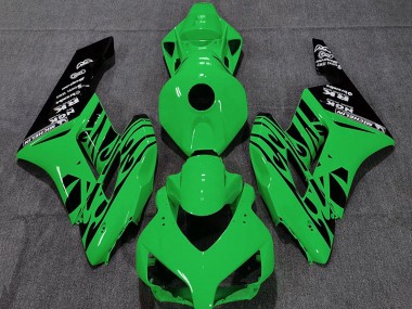 Custom 2004-2005 Honda CBR1000RR Motorcycle Fairings - Green Glossy Black Flame UK