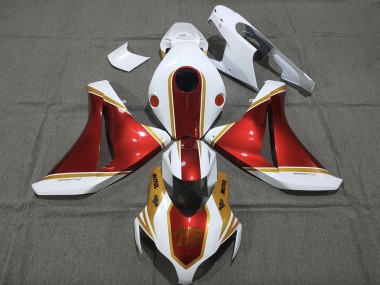 Custom 2008-2011 Honda CBR1000RR Motorcycle Fairings - White Red Gold UK