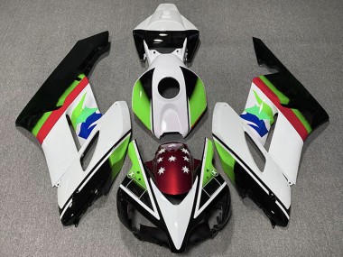 Custom 2004-2005 Honda CBR1000RR Motorcycle Fairings - White Green Red Glossy Black Star UK