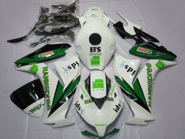 Custom 2012-2016 Honda CBR1000RR Motorcycle Fairings - White Green Glossy Black Hannspree Castrol UK