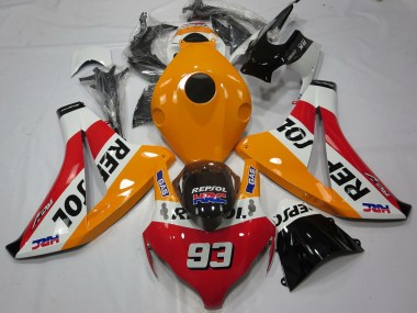 Custom 2008-2011 Honda CBR1000RR Motorcycle Fairings - Orange White Red Glossy Black Repsol 93 UK
