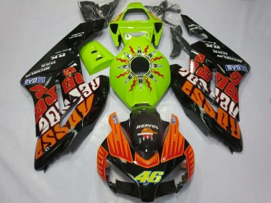 Custom 2004-2005 Honda CBR1000RR Motorcycle Fairings - Lime Green Orange Glossy Black Rossi 46 UK
