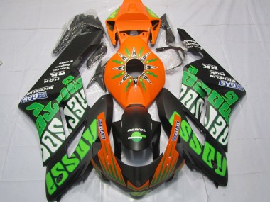 Custom 2004-2005 Honda CBR1000RR Motorcycle Fairings - Orange Green Matte Black Rossi UK