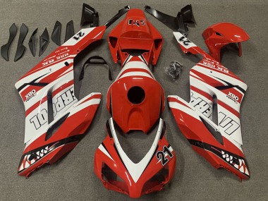 Custom 2004-2005 Honda CBR1000RR Motorcycle Fairings - White Red Liverpool 21 UK