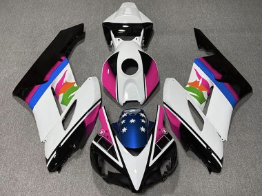 Custom 2004-2005 Honda CBR1000RR Motorcycle Fairings - White Pink Blue Glossy Black Star UK