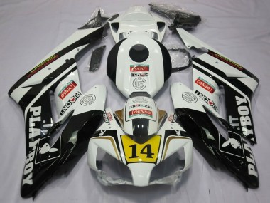 Custom 2004-2005 Honda CBR1000RR Motorcycle Fairings - White Glossy Black Yellow Playboy 14 UK