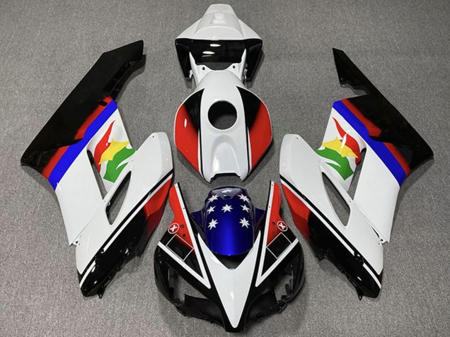 2004-2005 Honda CBR1000RR Motorcycle Fairings - White Red Blue Glossy Black Star UK