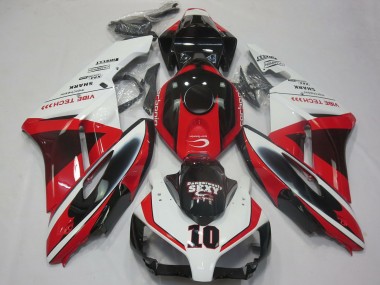 Custom 2004-2005 Honda CBR1000RR Motorcycle Fairings - White Red Glossy Black Sexy VIBE TECH UK