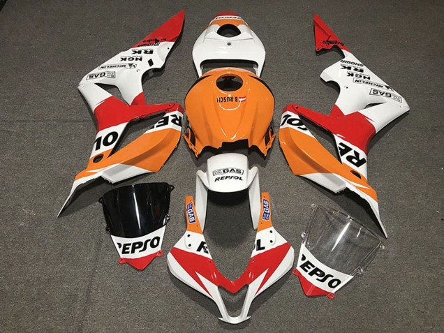 2007-2008 Honda CBR600RR Motorcycle Fairing - Orange White Red Glossy Black Repsol Style UK