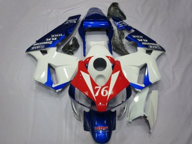 Custom 2003-2004 Honda CBR600RR Motorcycle Fairings - White Red Blue HRC 76 UK