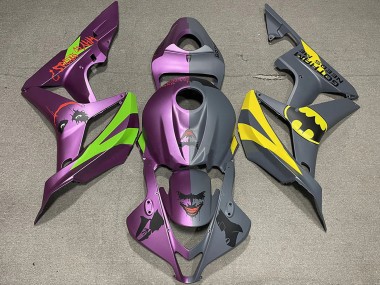 Custom 2007-2008 Honda CBR600RR Motorcycle Fairings - Grey Purple Bat Man vs Joker Matte UK