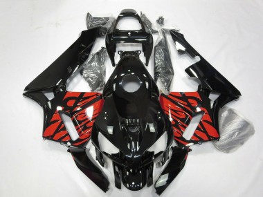 Custom 2005-2006 Honda CBR600RR Motorcycle Fairings - Glossy Black and Tribal Red UK