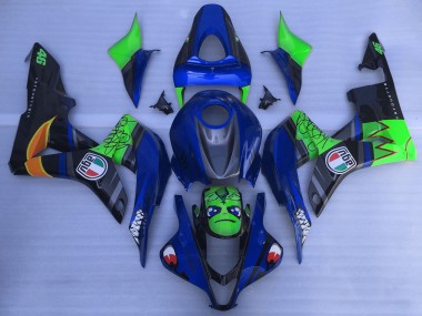 Custom 2007-2008 Honda CBR600RR Motorcycle Fairings - Blue Green Glossy Black Shark UK