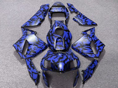 Custom 2003-2004 Honda CBR600RR Motorcycle Fairings - Blue Black Camouflage UK